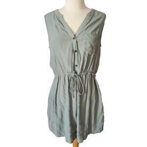 $95 Gap Women's Sage Green Button Dress String Waist Size Medium